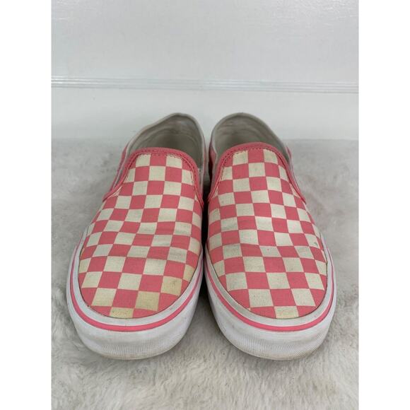 Vans Womens Size 6.5 Pink & White Checkered Slip-On Sneakers - Picture 2 of 9